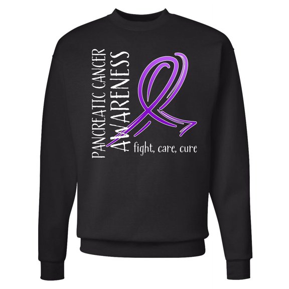 Inktastic Pancreatic Cancer Awareness Fight, Care, Cure Adult Sweatshirt