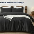 thumbnail image 4 of Ultra Soft Waffle Weave Comforter Set Twin Size, 2 Pieces Lightweight Breathable Comfy Bedding Set, Comfy Textured 1 Comforter with 1 Pillow Shams, Black, 4 of 6