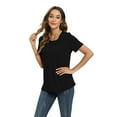 thumbnail image 6 of EFINNY Women's Short Sleeve T-Shirt Back Lace Stitching Cross Cutout Slim Fit Casual Tops, 6 of 6