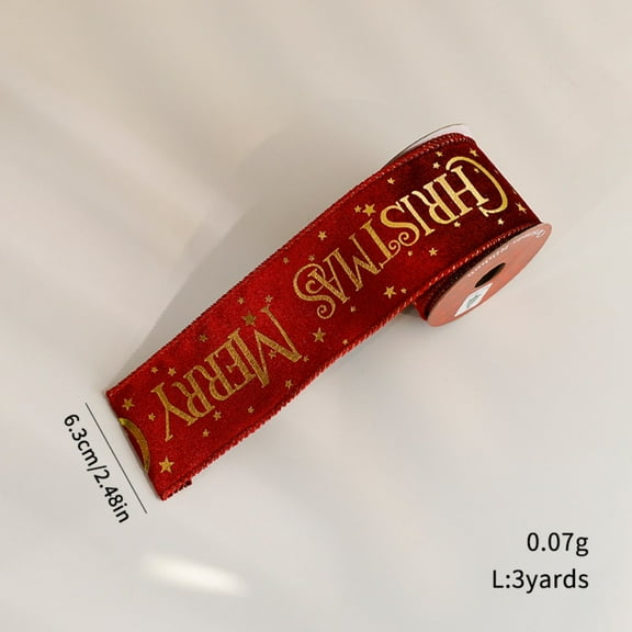 2 pcs Gold Foil Christmas Ribbon Decorations Holiday Party Streamers with Letter Print for Gifts Wrapping and Decor