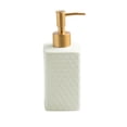 thumbnail image 1 of Retro Ceramic Square Lotion Dispenser, Hand Soap Dispenser, Refillable-Shampoo Dispenser, Bathroom Kitchen-White-360ml/16.7oz, 1 of 7