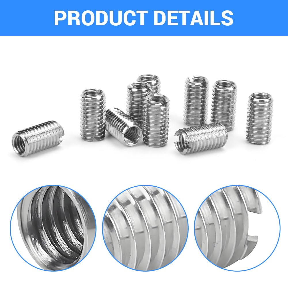 10 pieces male and female thread repair inserts, stainless steel sleeve reducing nuts, suitable for industrial hardware