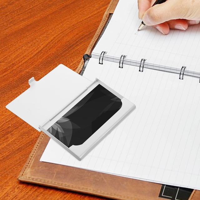 unbranded Caja Organizadora Plateada Para Tarjetas De Negocios Con Compacto Para Escritorio Y Oficina