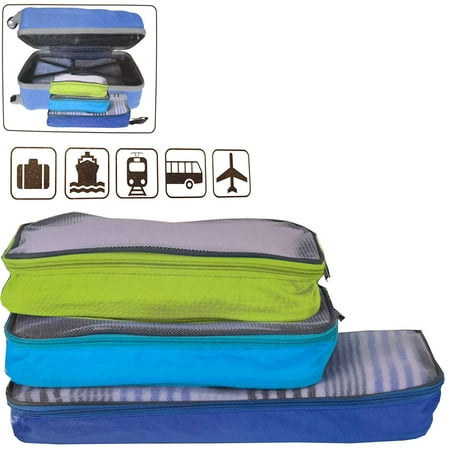 3 in 1 Packing Suitcase Luggage Koffer Organizer Cube Set-Lightweight Durable 3 Piece Small,Medium,Large Travel and Home Storage
