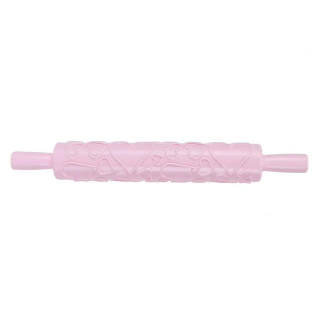 Fondant Rolling Pin Plastic Embossed Roller for Cookies Biscuits Pastry Cake Decoration(HeartShape )