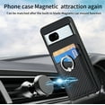 thumbnail image 3 of Carbon Fiber Patterned Case for Google Pixel 7A, Wallet case with [360°Rotation Ring Kickstand] Credit Card Holder,PU Leather Shockproof Cover Women Men for Google Pixel 7A, Black, 3 of 8