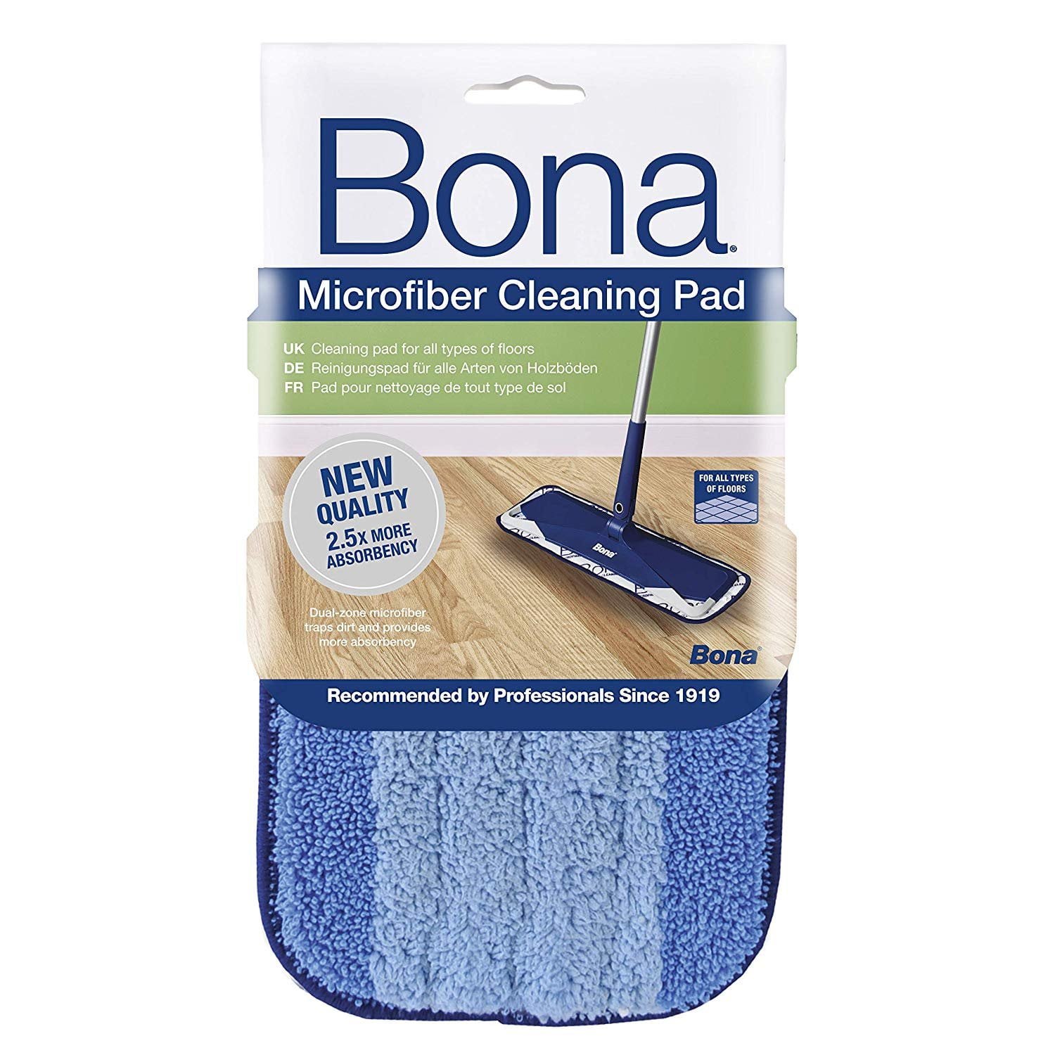 Bona Pro Series AX0003443 18-Inch Microfiber Cleaning Pad Tri-Lingual 