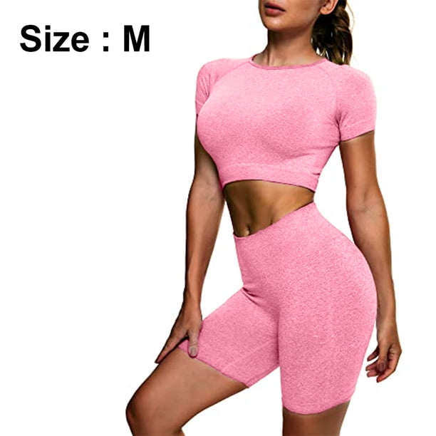 Conjunto de entrenamiento sin costuras para mujer, 2 piezas, pantalones cortos deportivos de yoga de cintura alta, chándales, atuendos atléticos, ropa de gimnasio Zhivalor 222791-2