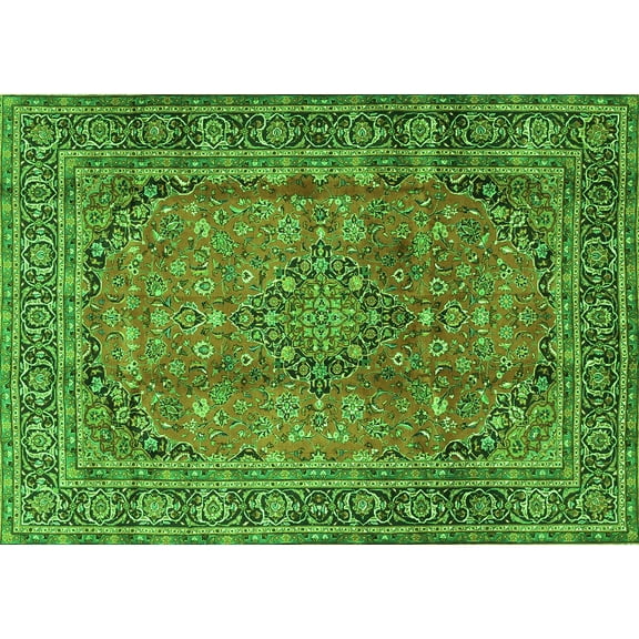 Ahgly Company Indoor Rectangle Persian Green Traditional Area Rugs, 5' x 7'