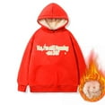thumbnail image 4 of Wolfast Hiver Chaud Sweat à Capuche en Peluche Polaire Épaissi Solide Imprimé à Manches Longues Mode Pull Tendance, Rouge, XL, 4 of 4