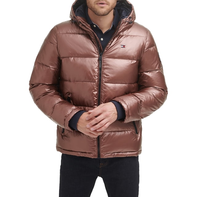 Chaqueta Tommy Hilfiger Classic con capucha acolchada para hombre, marrón XL