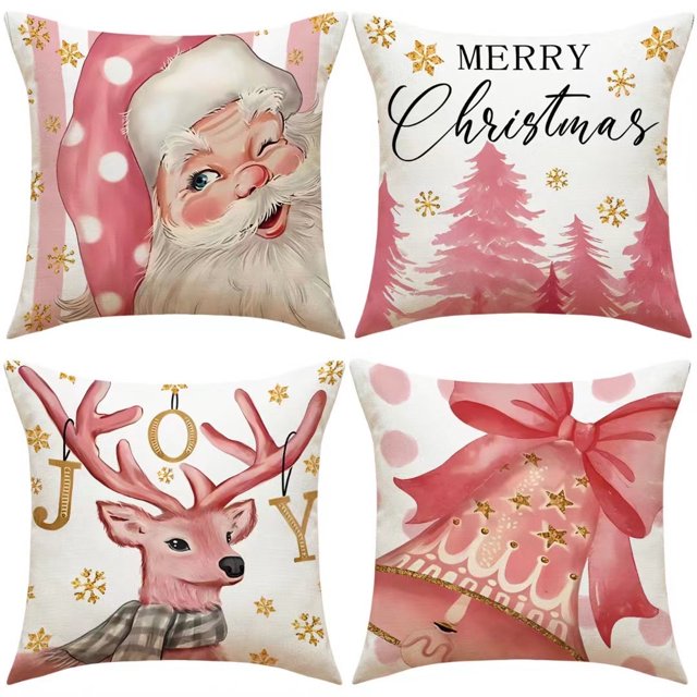 Sofá decoración del hogar decorativo personalizado copo de nieve Santa Claus Feliz Navidad funda de almohada tiro almohada de felpa funda de cojín Decoración