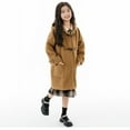 thumbnail image 5 of Girls' Wool-Blend Hooded Pea Coat Horn Toggle Button Quilted Mid-Length Trench Coat Big Girl Thick Warm Casual Preppy Jacket 5-15Y, 5 of 9