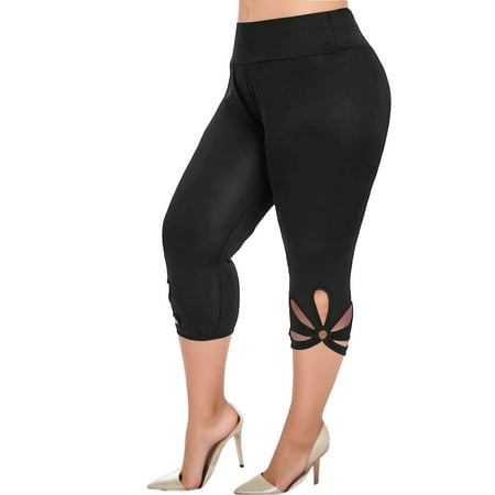 Size Solid Hollow Leggings plus Size Fall Clothes for Women Dressy Fashion Elastic Pants Women Long Cotton Underwear Women Waist Casual Plus Pants Womens Shorts Size 8 Lot Short Leggings for