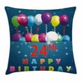 thumbnail image 1 of 25th Birthday Decorations Throw Pillow Cushion Cover, 24th Birthday Party Joyous Mood Occasion Flying Baloons Stars, Decorative Square Accent Pillow Case, 20 X 20 Inches, Multicolor, by Ambesonne, 1 of 2