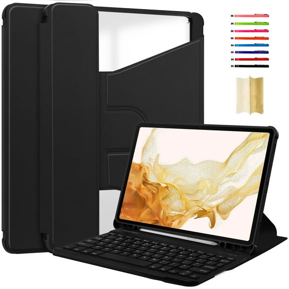 Rotating Case for Samsung Galaxy Tab S9 Plus 2023 12.4" SM-X810 / SM-X816B / SM-X818U with S Pen Holder, 360 Degree Swiveling Stand Cover Auto Sleep/Wake Tablet Case for Tab S9 Plus, Black