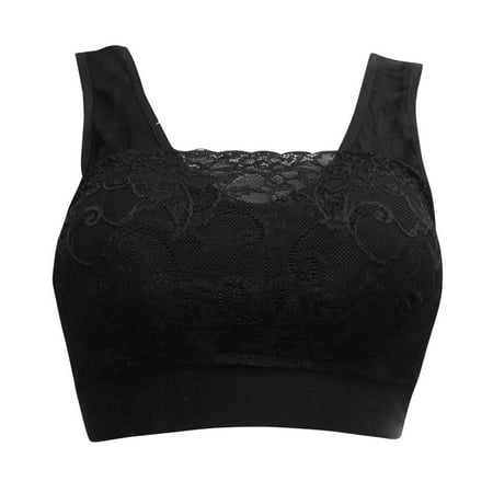 

Promotion Clearance! Women Sexy Lace Bralette Top Underwear Women Crop Top Bras Wirefree Padded Push Up Bra One-piece Seamless Bra black XL