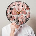 thumbnail image 6 of Yayeee Wall Clock Battery Operated 9.5" Silent Quartz Non-Ticking for Living Room Decor, Light Pink Gingerbread Houses, 6 of 8