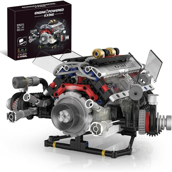 Remocguys Mechanical V8 Engine Model Building Set Compatible with Lego Gift Decor STEM Toy for Adults Teens 664 Pcs