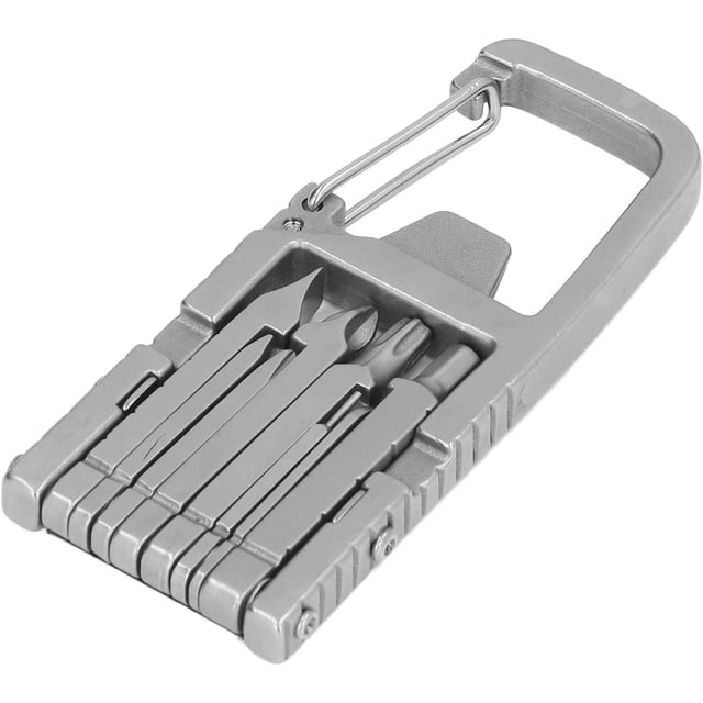 Hweilai Porte-Clés Multi-Outils 12-en-1 Pliable en Acier Inoxydable Tête de Tournevis Extérieure, Outil de Poche Portable