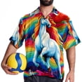 thumbnail image 4 of Robot Unicorn Attack Men's Short Sleeve Beach Shirts, Casual Poplin Button Down Shirt, Summer Casual Printed Unisex Shirts, 4 of 6