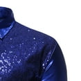 thumbnail image 4 of SWSMCLT Men's Outfit Long Sleeve Sexy Disco Fitted Button Down Shirt Rhinestone Dance Summer Halloween Top Royal Blue Small, 4 of 4