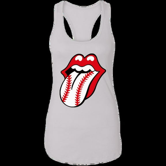 Baseball Lips Ladies Racerback Tank