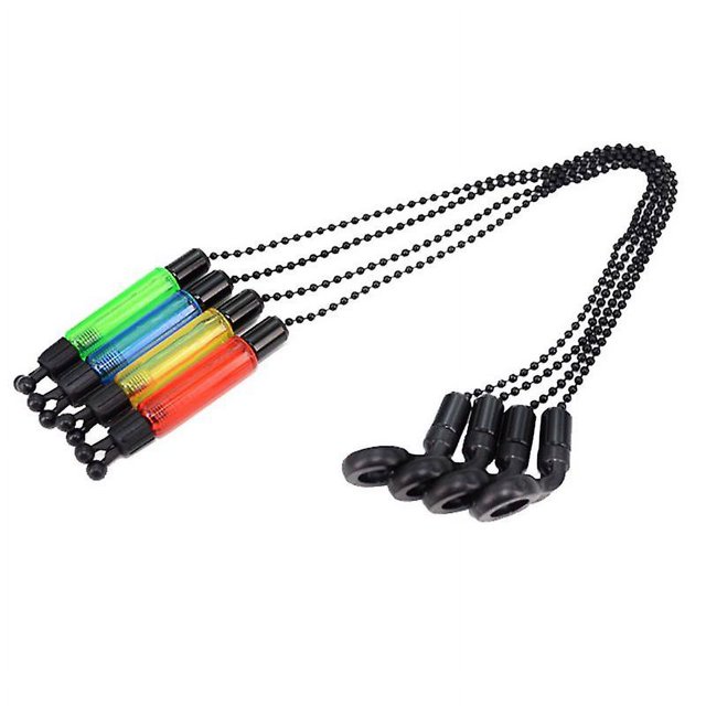 Black Juego de perchas con alarma para mordedura de pesca de carpa, indicador de cadena de caída iluminado