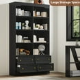 thumbnail image 4 of Homfa Double Row 6 Tier Bookcases, 71 in Tall Bookcase Bookshelf with 4 Drawers and 8 Display Cubicles, for Home Office Living Room, Black, 4 of 7