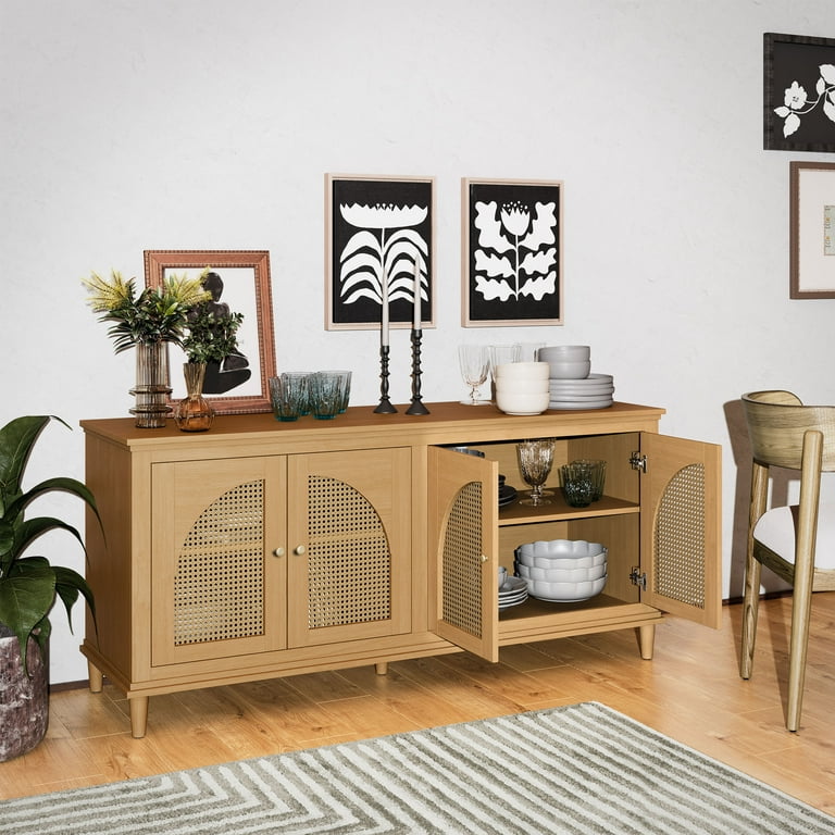 Beautiful Drew Rattan 4-Door Buffet Sideboard by Drew Barrymore