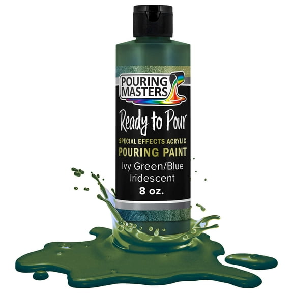 Pouring Masters Ivy Green/Blue Iridescent Special Effects Pouring Paint - 8 Ounce Bottle - Acrylic Ready to Pour Pre-Mixed Water Based for Canvas, Wood, Paper, Crafts, Tile, Rocks and More