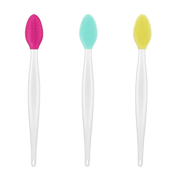 RuWeoMaa 3pcs Lip Scrub Brush,Lip Exfoliator,Silicone Lip Exfoliator Brushes Scrubber Tool,Double-Sided Nose Lip Scrubber Exfoliator for Men Women Dark Lips