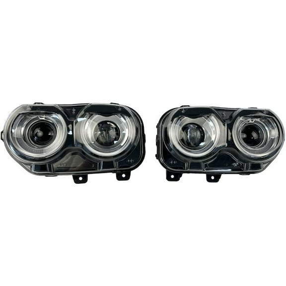 Halogen Headlight Assembly Set of 2 - Compatible with 2015 - 2023 Dodge Challenger (without Air Ducts) 2016 2017 2018 2019 2020 2021 2022