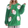 thumbnail image 4 of Wancir Women Sparkle Sequin Christmas Sweatshirt Santa Graphic Crewneck Sweater Long Sleeve Xmas Pullover Tops, 4 of 7