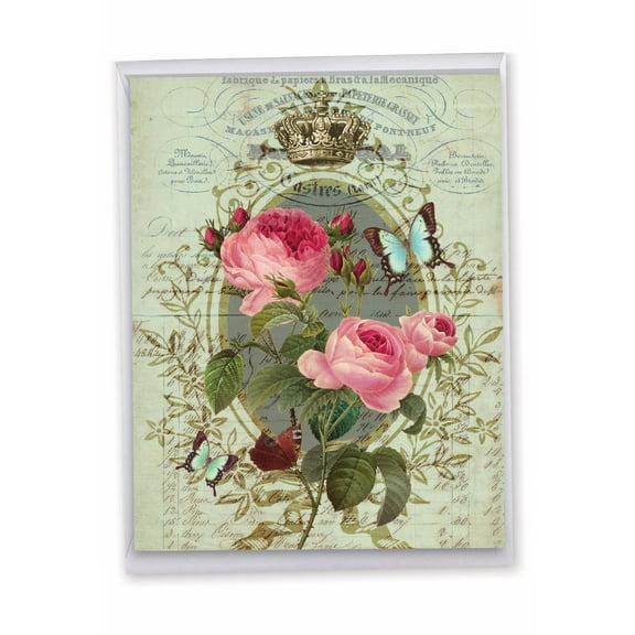 1 Jumbo Thank You Greeting Card (8.5 x 11 Inch) - Romance and Roses J2379CTYG