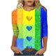 thumbnail image 2 of Xuyuer Womens Valentine T Shirts Love Heart Printed Graphic Tee Tops Spring Shirts Halloween Round Neck 3/4 Length Sleeve Graphic Tee Tops Fashion Casual Printed T-Shirt Top, 2 of 6