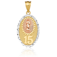thumbnail image 3 of 14K Solid Two Tone Gold White Our Lady of Guadalupe Virgin Mary 15 Necklace Virgencita Maria Rosa Pendant Catholic Christian Holy Mother Medallion Charm with chain 20inch, 3 of 8