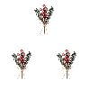 3Pcs Red Berries Pine Cones Crafts - Evergreen Artificial Pine Branches Holly Stem,Christmas Tree Picks, Artificial Flowers for Birthday Wedding Table Centerpiece Vase Decor(Red,7.9x3.9")