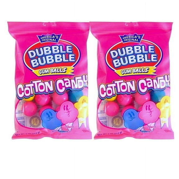 Dubble Bubble Cotton Candy Gumballs 4-oz. Bag 3 Assorted Flavors Perfect for Gumball Machine or Any Themed Party Candy Favors Pack of 2