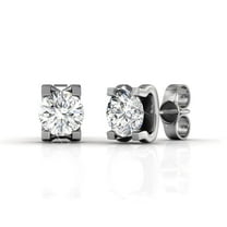 Cate & Chloe Clara 18k White Gold Plated Stud Earrings with Swarovski Crystals Gift for Women