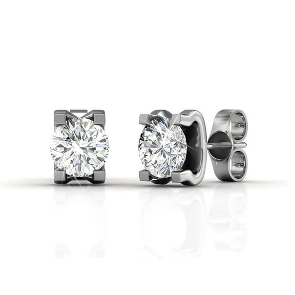 Cate & Chloe Clara 18k White Gold Plated Stud Earrings with Swarovski Crystals Gift for Women