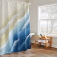 thumbnail image 4 of Navy Blue Beige Beach Shower Curtain, Abstract Gradient Sandy Beach Ocean Waves Waterproof Shower Curtain Set with 12 Hooks Lightweight Bath Curtains Fabric Bathroom Decor 72x72 Inches, 4 of 9