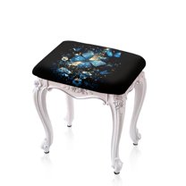 Xoenoiee Butterfly Daisy Star Print Stool Covers Rectangle, Stretch Rectangle Barstool Covers Elastic Vanity Stool Cover Jacquard Chair Seat Slipcover Saddle Seat Cover with Elastic Band, 2 Pack