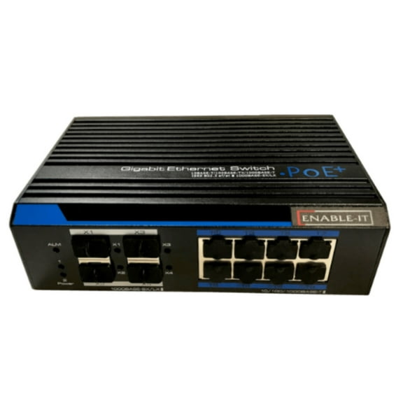 Enable-IT Gigabit 30W per Port PoE SFP Fiber 8 Port Switch
