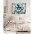 thumbnail image 3 of Teal Octopus Coastal Wall Art for Living Room,Canvas Picture Wall Decor for Bathroom Bedroom,Summer Beach Nautical Starfish Retro Painting Artwork for Office Kitchen Hallway Dining Room Decor 12"x16", 3 of 8