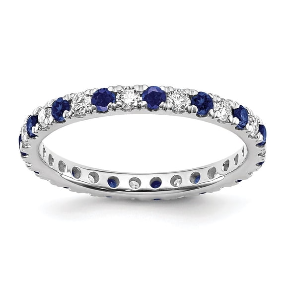 Auriga Fine Jewelry 14K White Gold Lab Grown Diamond VS/SI GH & Cr Blue Sapphire Eternity Band for Women Size 4.5