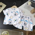thumbnail image 2 of Ulanda Ensemble de Pyjama 2 Pcs Pjs Coton Tenue de Nuit d'Été Manches Courtes Haut avec Bas (Bleu, 3-4 Ans), 2 of 6