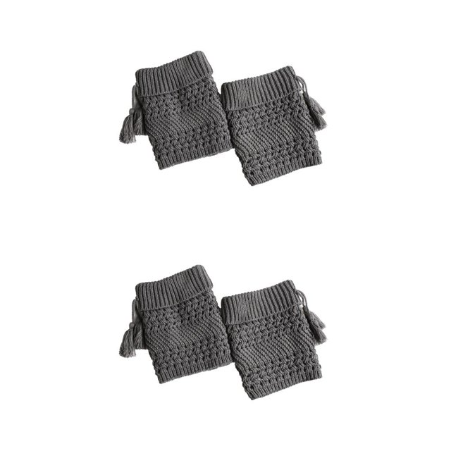 Toystoory Calentador de piernas, funda para mantener el calor, accesorios de vestir para mujer, adorno para vestir, puños para botas con borla, rodilleras Gris 2piezas Toystoory CBP289001