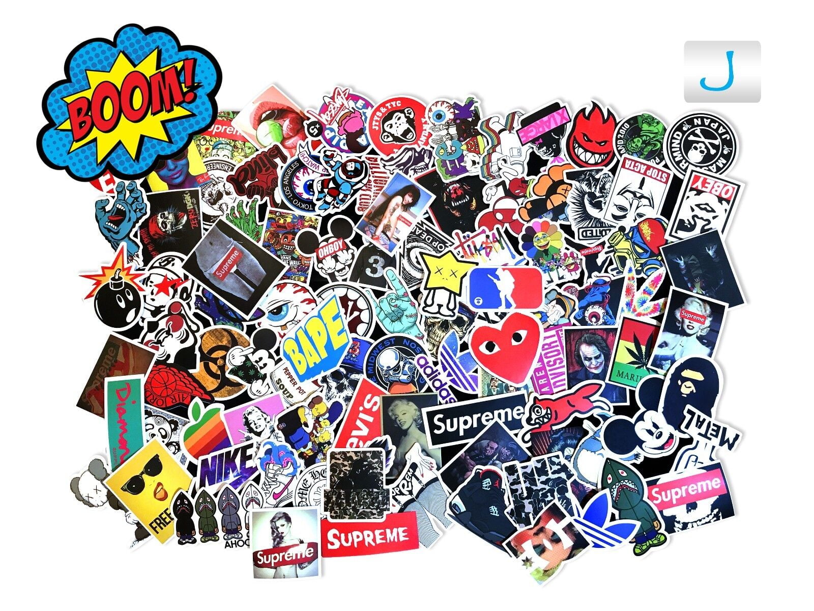 Cool Random Stickers 206pcs Skateboard Car Laptop Water Bottle Adults Teens