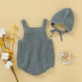 thumbnail image 5 of Musuos 2 Pcs Baby's Sleeveless Knitted Vest Romper, Solid Color Lace-up Hat, 5 of 5